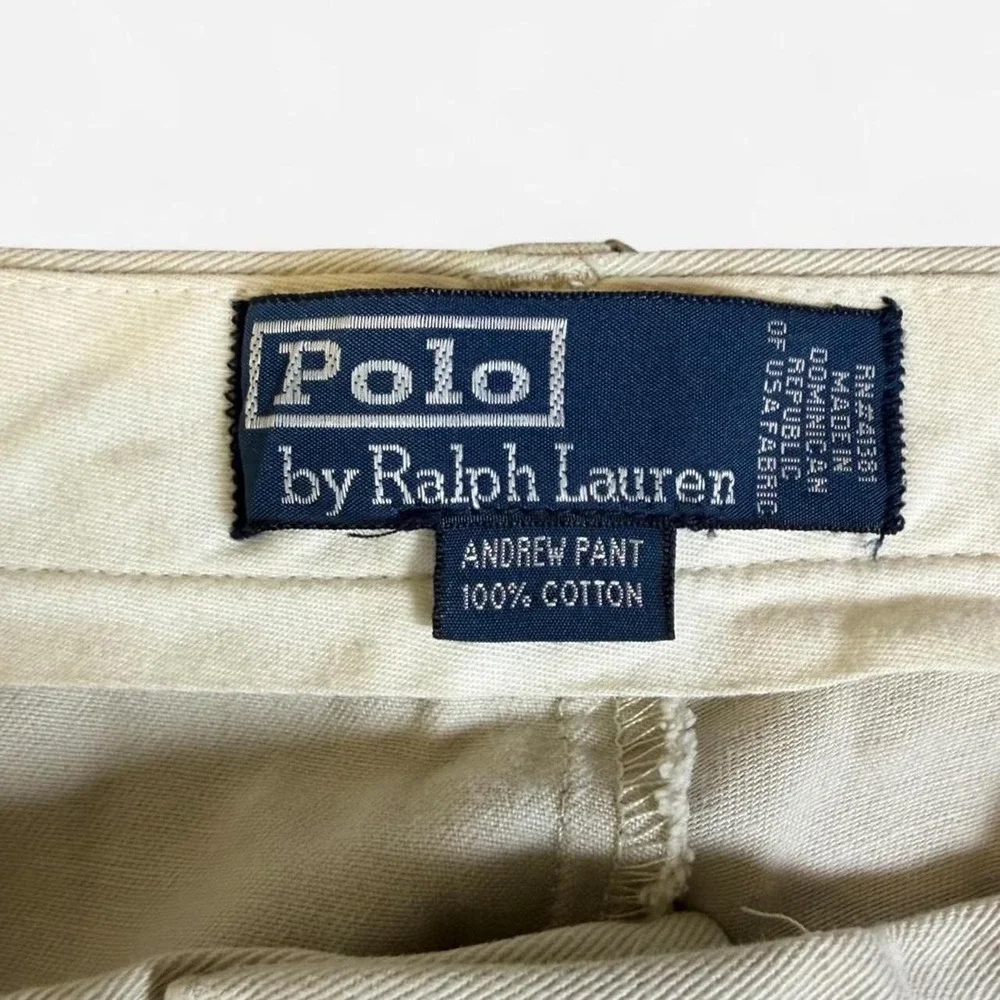 Vintage 90s Polo Ralph Lauren Andrew Pants Beige Pleated Size 38x32